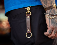 Load image into Gallery viewer, Sancho&#39;s Tacos Brown Leather Key Chain
