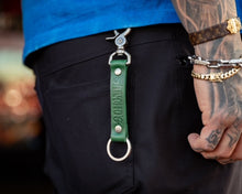 Load image into Gallery viewer, Sancho&#39;s Tacos Green Leather Key Chain
